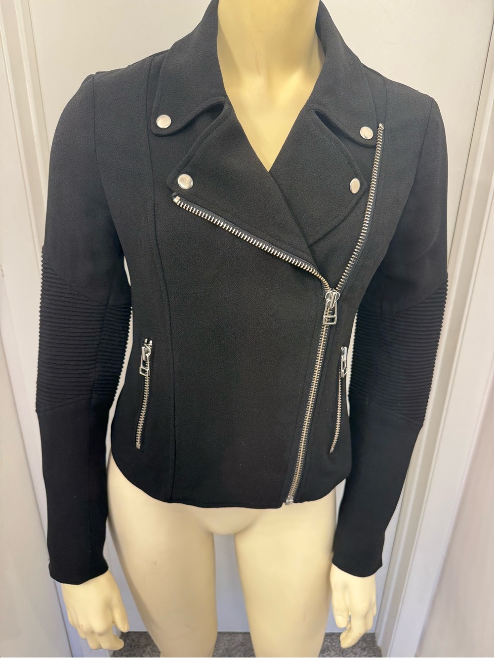 Wilfred Black Asymmetrical Zip Moto Jacket